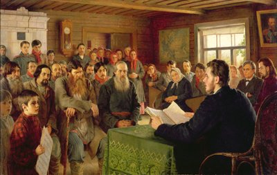 Sonntagslektüre in einer Landschule, 1895 von Nikolai Petrovich Bogdanov Belsky